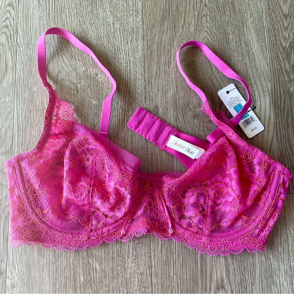 NWT Skarlett Blue Minx Lace Balconette Bra, Size 32C